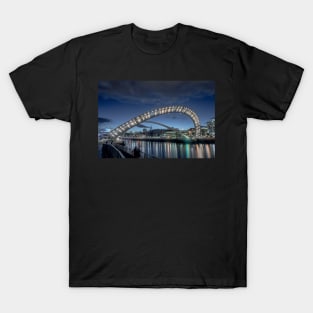 Millennium bridge gateshead at night tilted T-Shirt